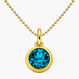 Gold Crystal Charm Birthstone Necklace