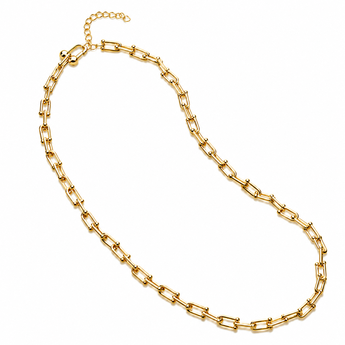 Yellow Gold Ball Link Necklace