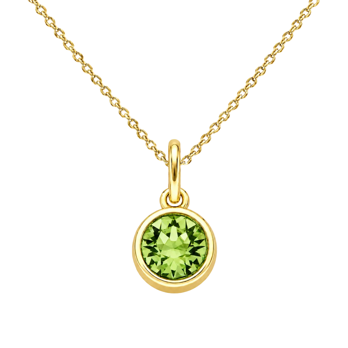 Gold Crystal Charm Birthstone Necklace