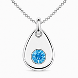 Silver Crystal Teardrop Birthstone Necklace