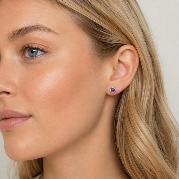 Silver Milgrain Birthstone Earrings