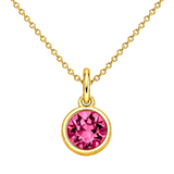 Gold Crystal Charm Birthstone Necklace