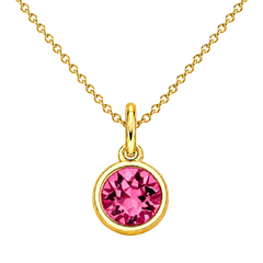 Gold Crystal Charm Birthstone Necklace