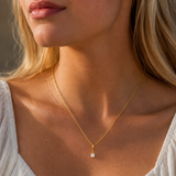 Gold Birthstone Paperclip Charm Necklace
