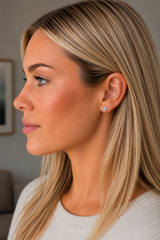 Silver Crystal Birthstone Stud Earrings