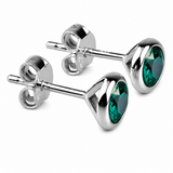 Silver Crystal Birthstone Stud Earrings