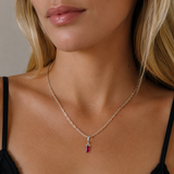 Silver Birthstone Paperclip Charm Necklace