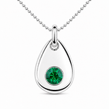 Silver Crystal Teardrop Birthstone Necklace