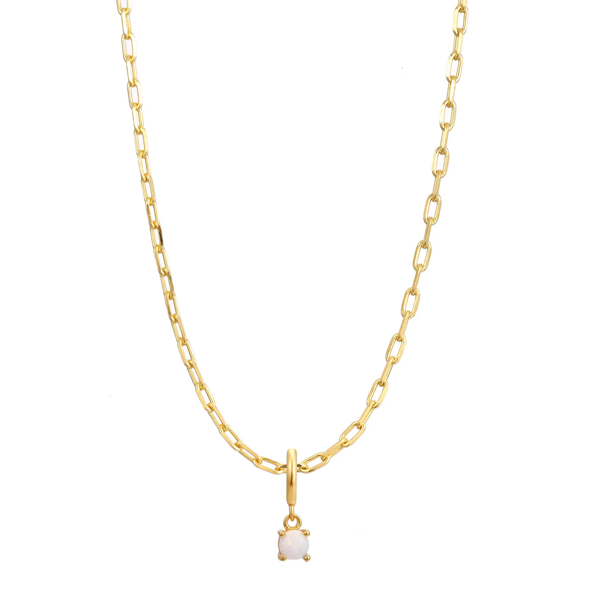 Gold Birthstone Paperclip Charm Necklace