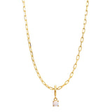 Gold Birthstone Paperclip Charm Necklace