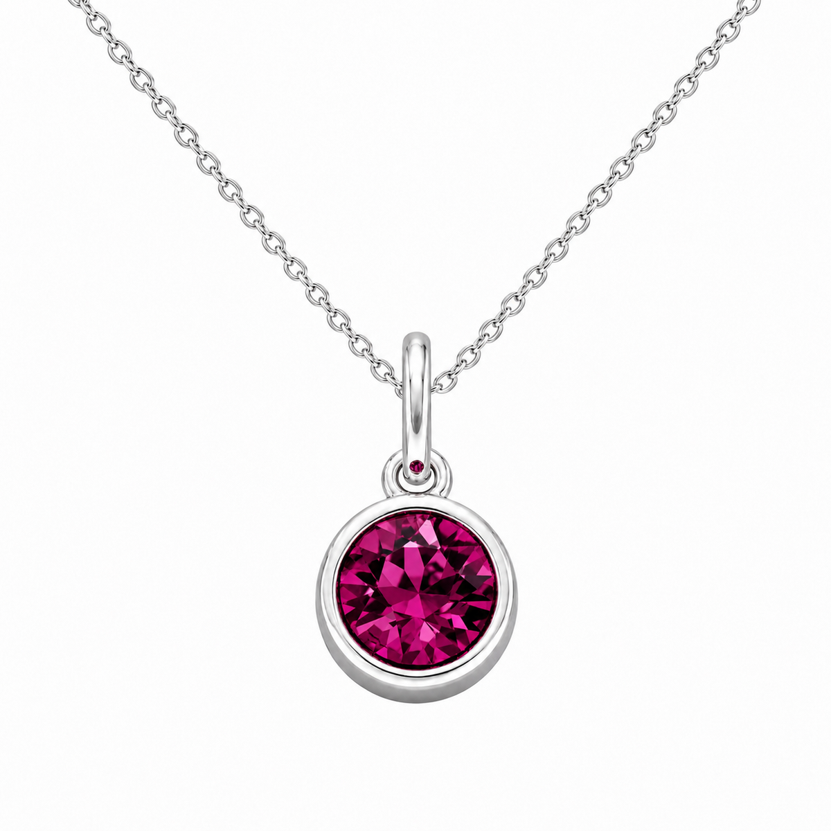 Silver Crystal Charm Birthstone Necklace