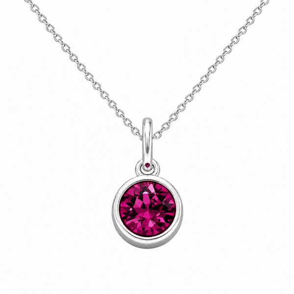 Silver Crystal Charm Birthstone Necklace