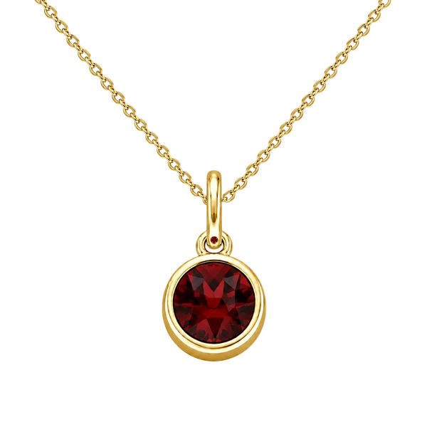 Gold Crystal Charm Birthstone Necklace