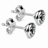 Silver Crystal Birthstone Stud Earrings