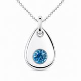 Silver Crystal Teardrop Birthstone Necklace