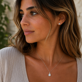 Silver Crystal Teardrop Birthstone Necklace