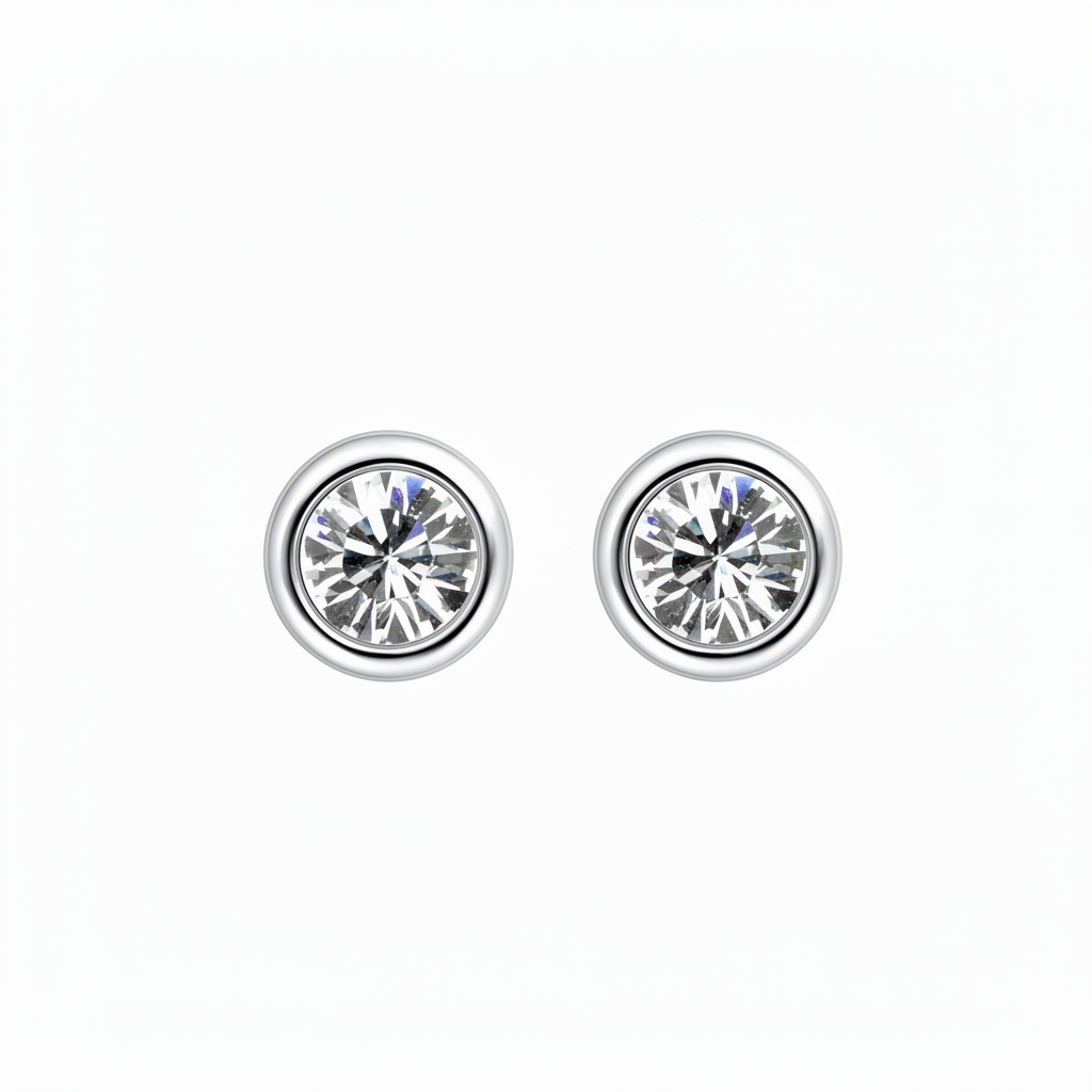 Silver Crystal Birthstone Stud Earrings