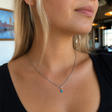 Silver Birthstone Paperclip Charm Necklace