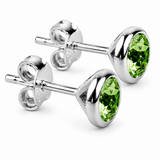 Silver Crystal Birthstone Stud Earrings