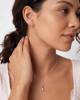 Silver Crystal Teardrop Birthstone Necklace