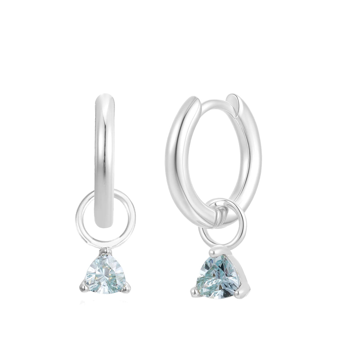 Silver Birthstone Huggie Charm Earring