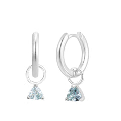 Silver Birthstone Huggie Charm Earring