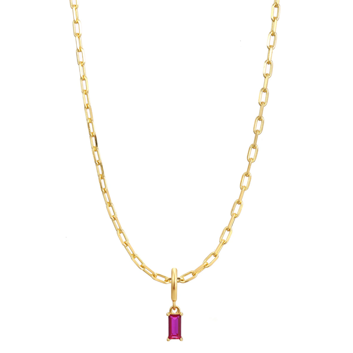 Gold Birthstone Paperclip Charm Necklace