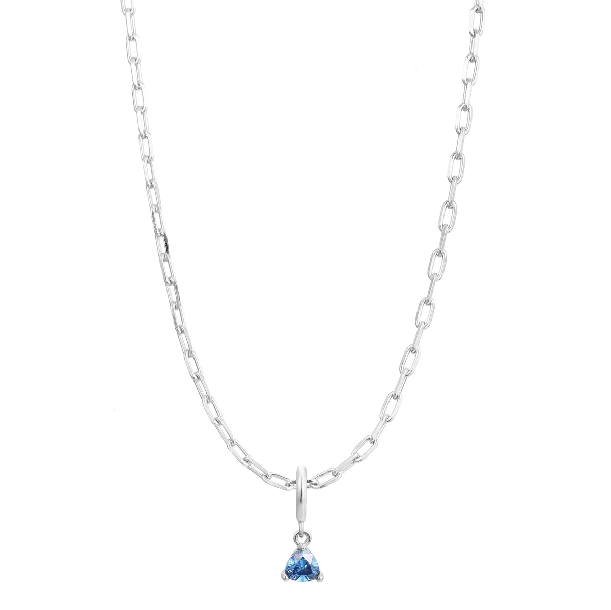 Silver Birthstone Paperclip Charm Necklace