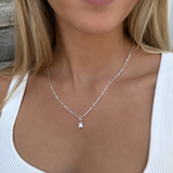 Silver Birthstone Paperclip Charm Necklace