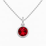 Silver Crystal Charm Birthstone Necklace
