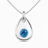 Silver Crystal Teardrop Birthstone Necklace