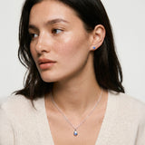Silver Crystal Teardrop Birthstone Necklace