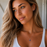 Silver Crystal Charm Birthstone Necklace
