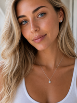 Silver Crystal Charm Birthstone Necklace