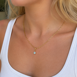 Gold Birthstone Paperclip Charm Necklace