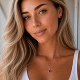 Silver Crystal Charm Birthstone Necklace