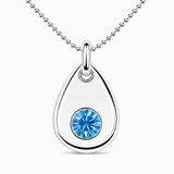 Silver Crystal Teardrop Birthstone Necklace