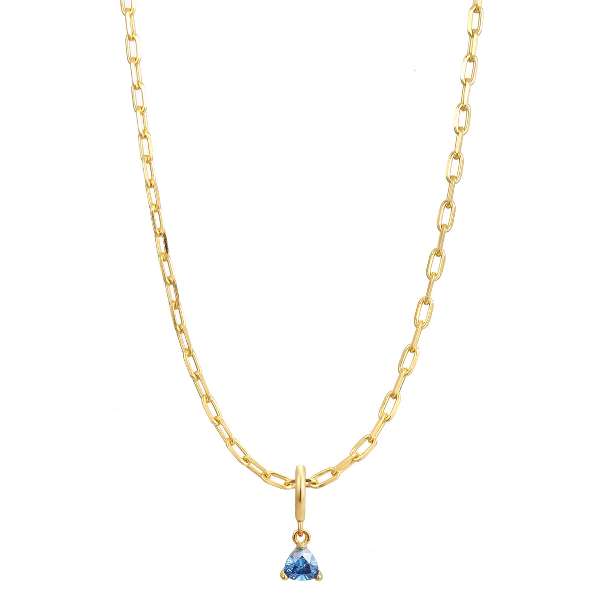 Gold Birthstone Paperclip Charm Necklace
