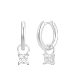 Silver Birthstone Huggie Charm Earring