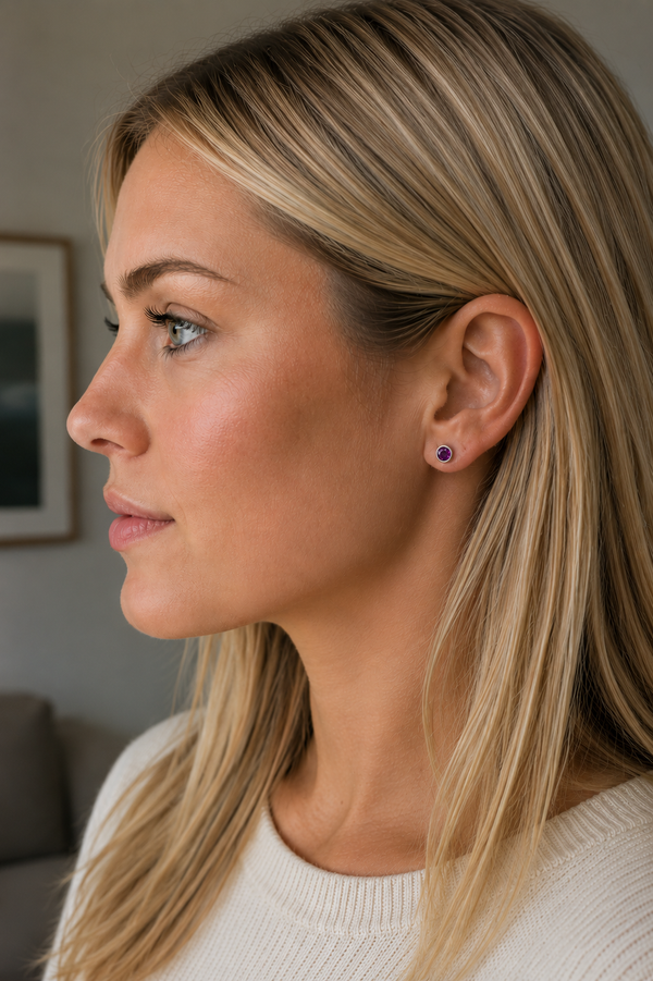 Silver Crystal Birthstone Stud Earrings