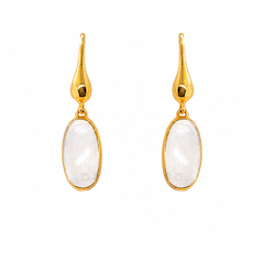 Gold Moonstone Drop Earrings
