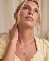 Silver Crystal Teardrop Birthstone Necklace