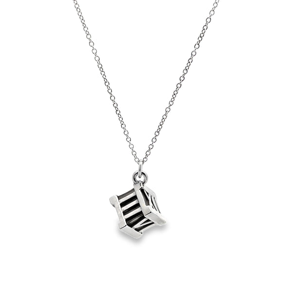 Tiffany & Co Atlas Cube Sterling Silver Pendant Necklace 16 - 18