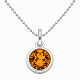Silver Crystal Charm Birthstone Necklace