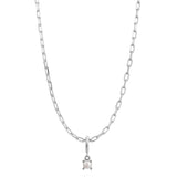 Silver Birthstone Paperclip Charm Necklace
