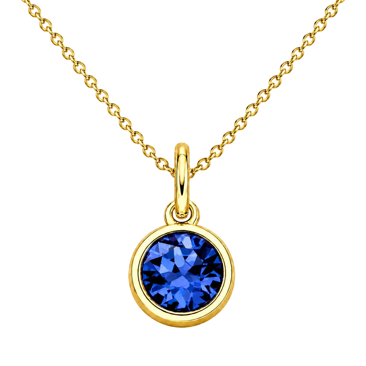 Gold Crystal Charm Birthstone Necklace