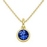 Gold Crystal Charm Birthstone Necklace