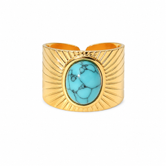 Turquoise Stone Yellow Gold Ring
