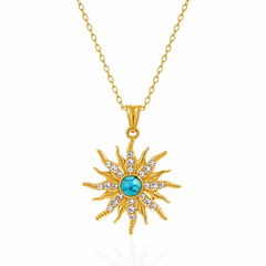 Turquoise Gold Sun Necklace