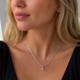 Silver Birthstone Paperclip Charm Necklace